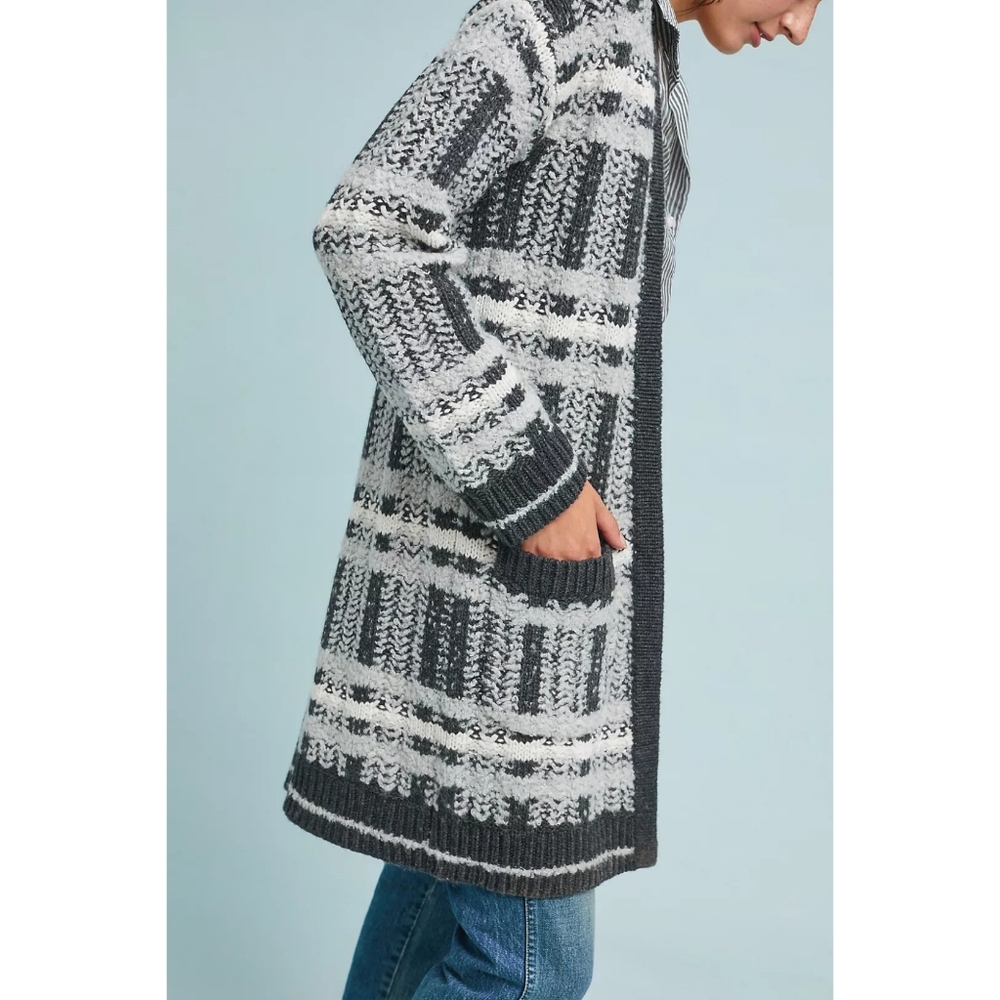 Anthropology Maeve Freyja Sweater Coat Grey/White‎ XL